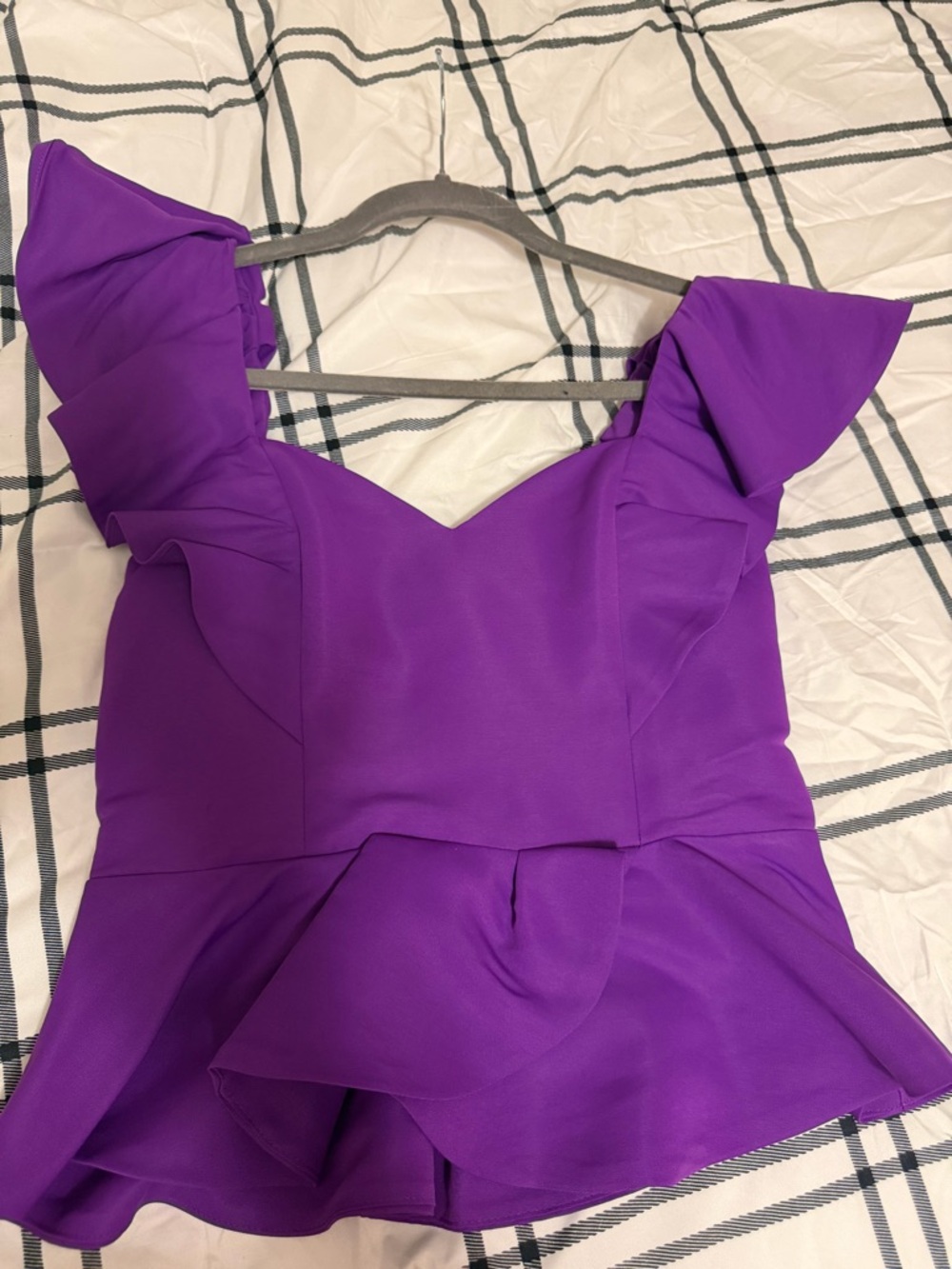 Express Violet Ruffle Peplum Top - Picture 3 of 6